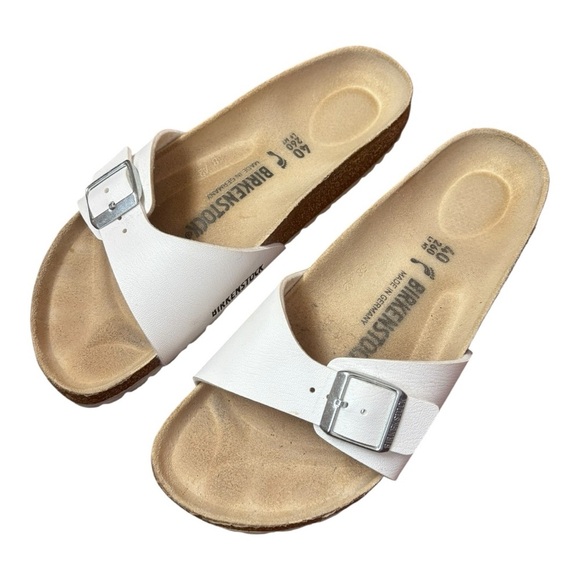 Birkenstock Madrid Birko-Flor - White Buckle Unisex L9 M7 - Picture 9 of 13